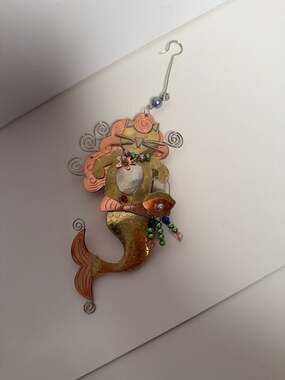 Pilgrim Imports Fair Trade Mixed Metal Purrmaid Cat Mermaid Ornament